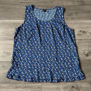 Ann Taylor Blue & Black Cheetah Print Sleeveless Peplum Blouse - Size XL
